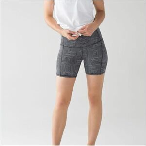 Lululemon Wunder Short 5"' Black/White Pattern High Rise Biker Yoga Training 4